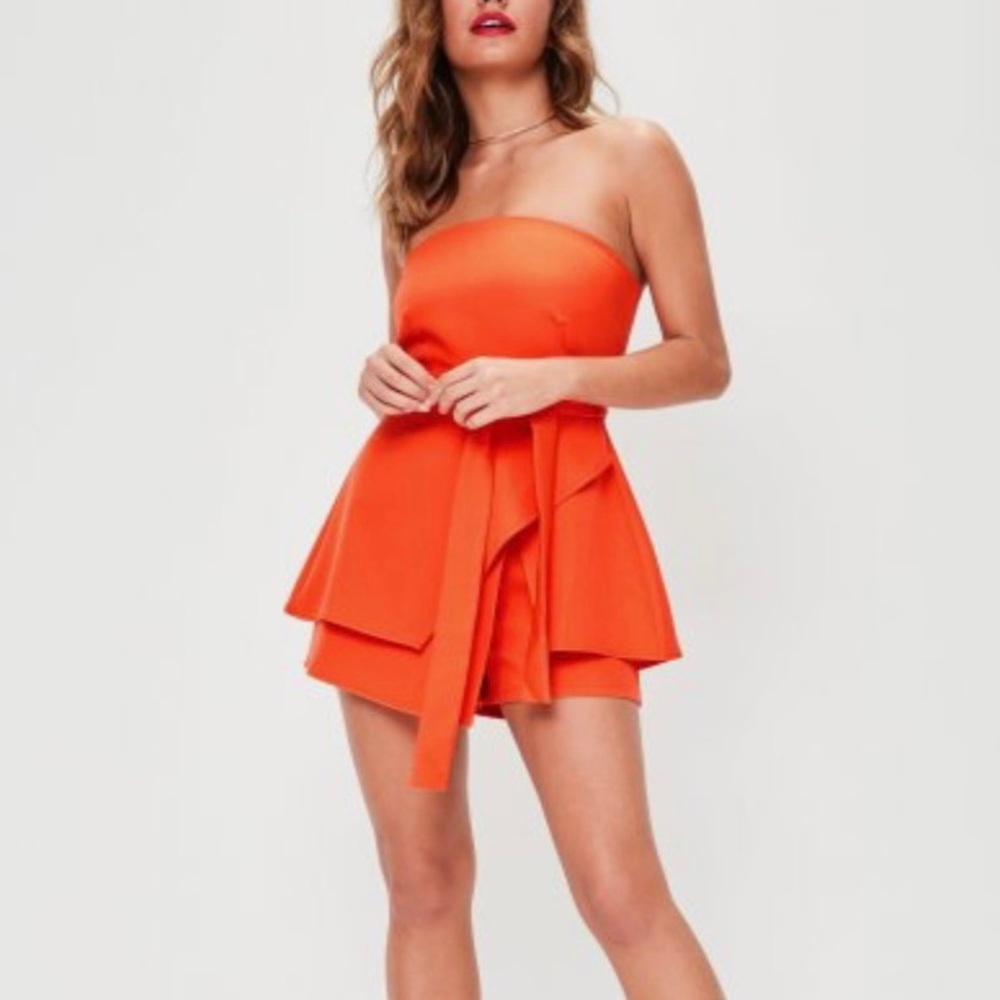 🧡Missguided Asymmetrical Orange Romper🧡